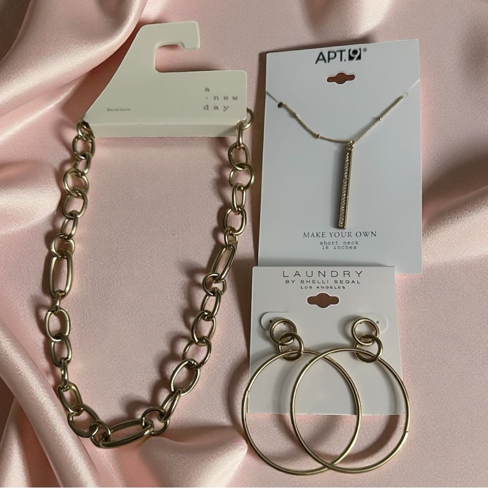 Jewelry Bundle Apt 9, Laundry & A New Day Necklaces & Hoop Earrings All NWT